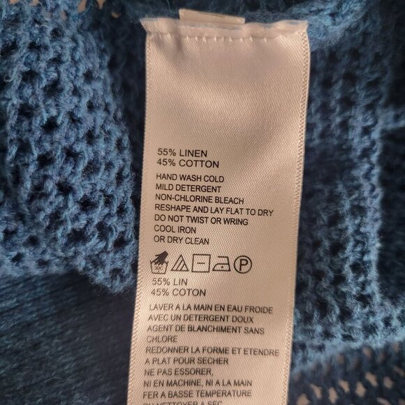 Tommy Bahama Open Knit Sweater Womens Blue Beachy Coastal Pullover Swim Coverup - Picture 5 of 6